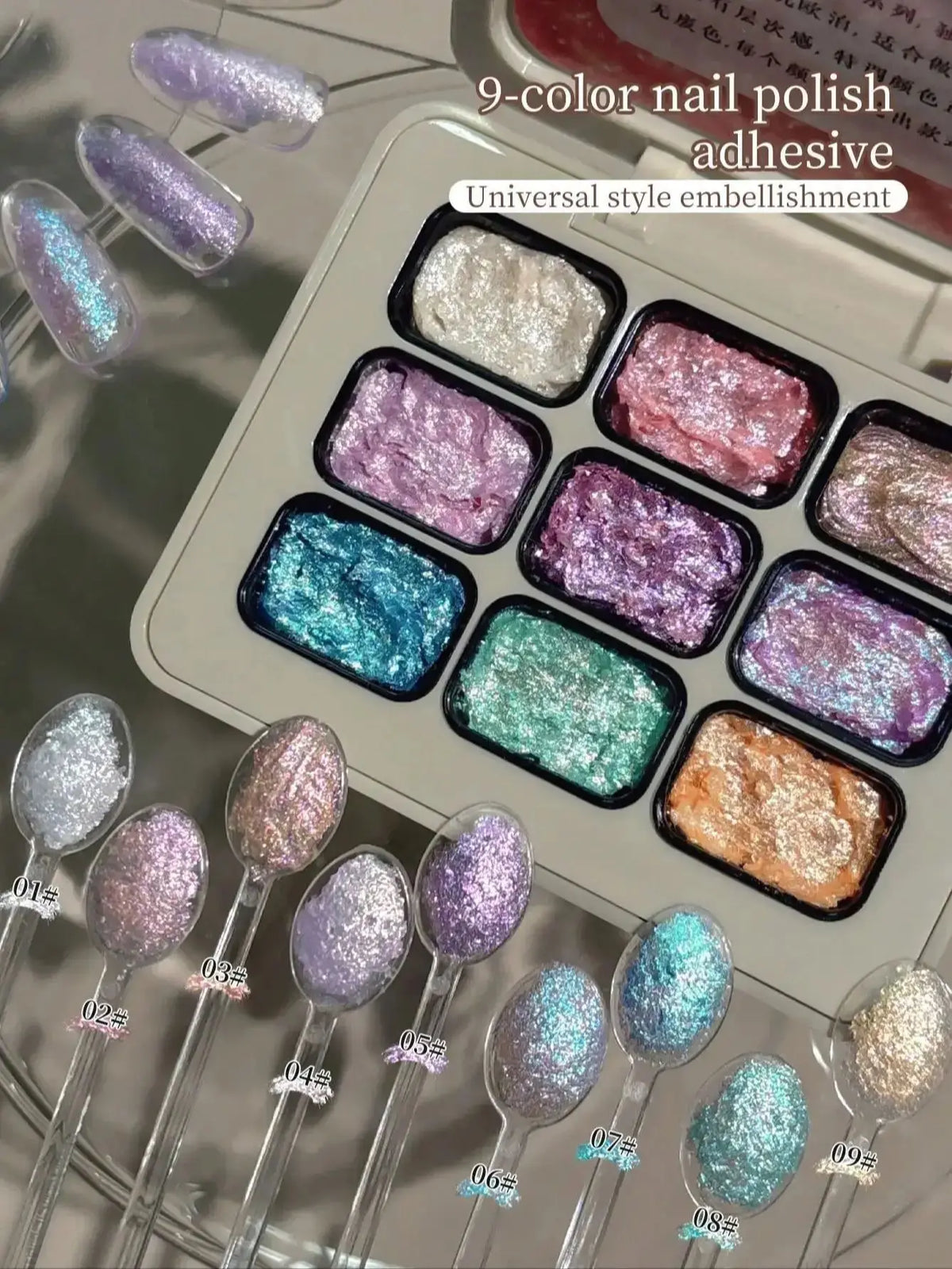 9 Colors Universal Style Embellishment Pat Gel,Canned,High Saturation, Popular, Semi-Solid, Nail Polish--Te Tiao Xian Fen Gao