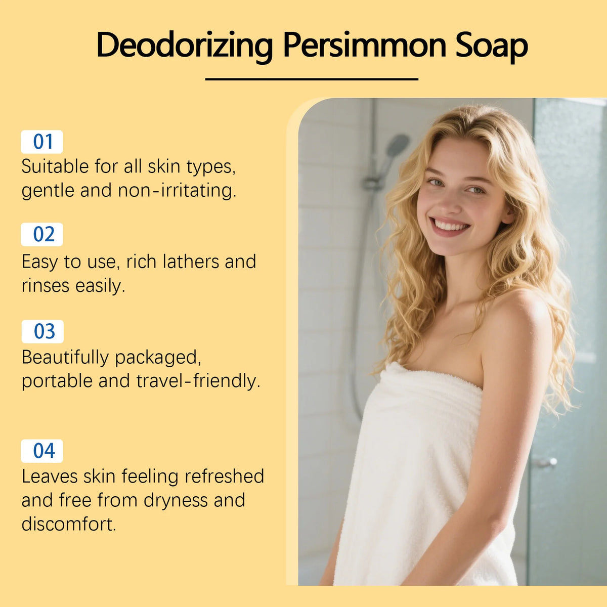 Persimmon Bath Soap Deep Cleanse Remove Body Excess Oil Refresh Skin Moisturize Skins Fruity Scent Bathing Experience Soap Bar