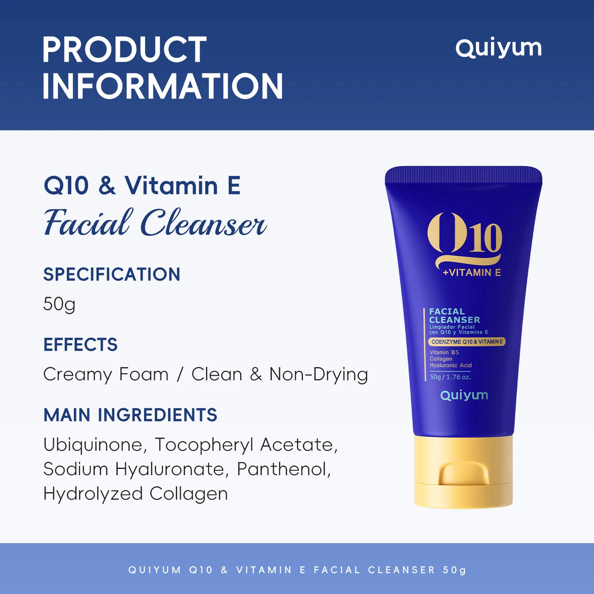 QUIYUM 6Pcs Coenzyme Q10 Vitamin E Anti-Aging Skincare Set, Cleanser Toner Serum Eye Cream Day Night Cream Hydrating Facial Kit