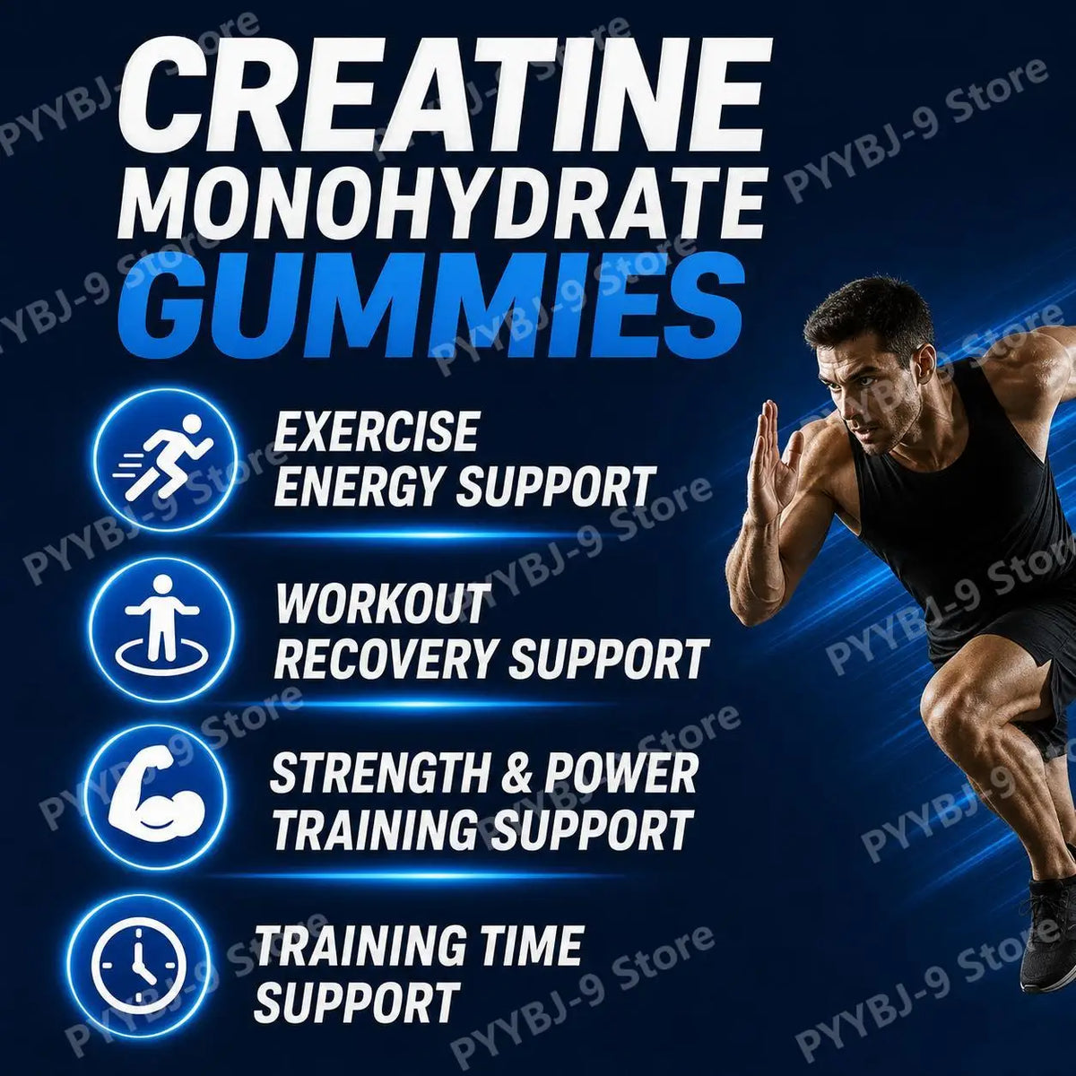 Docteat Creatine Monohydrate Gummies for Energy Support and Workout Recovery, Non-Sticky Sweet-Sour Chew, Easy Carry, 80 Gummies