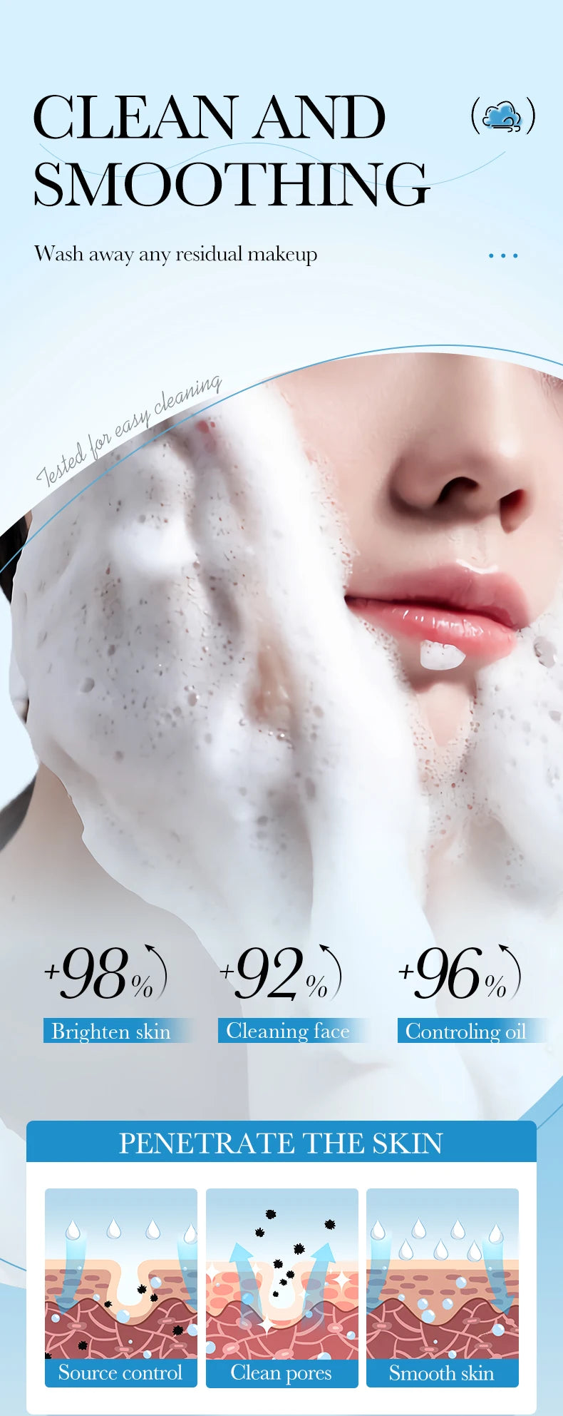 Facial Cleanser Face Wash Foam Face Massasge Facial Hydrating Moisturizing Skin Products Mossee Cleansing Care