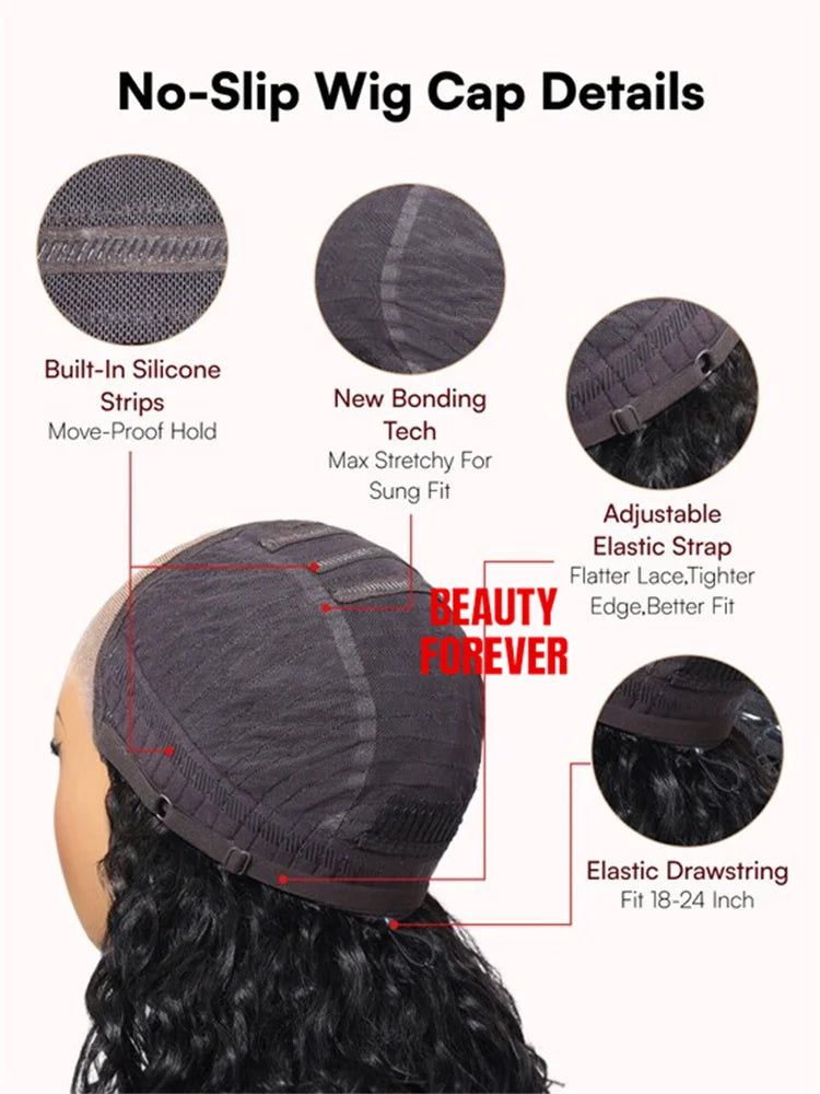 Beautyforever 7x5 Bye Bye Knots Glueless Human Hair Wig Jerry Curly Reddish Brown Color HD Transparent Lace Front Wig 180%