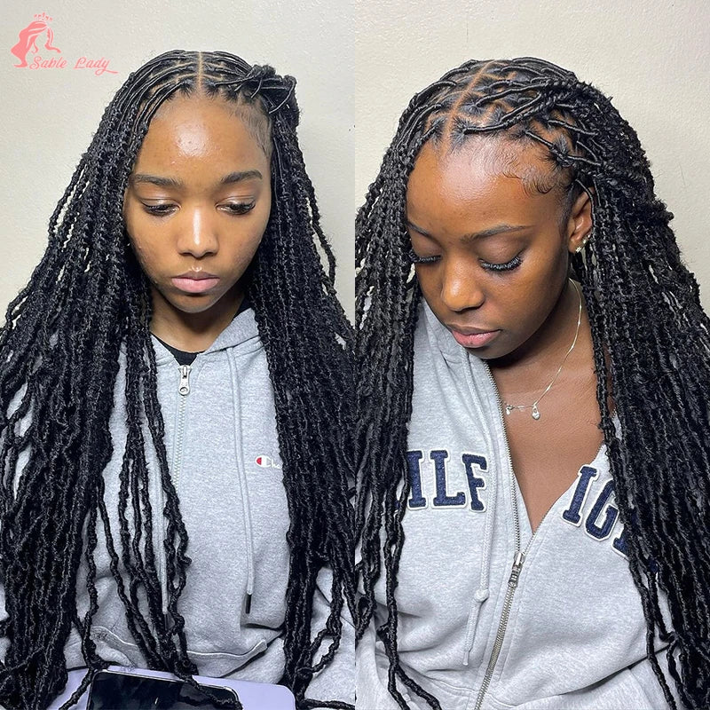 Long 40" Synthetic Knotless Braided Wigs Dreadlock Locs Braids Wigs for Black Women Twist Box Braids Full Lace Front Wig African
