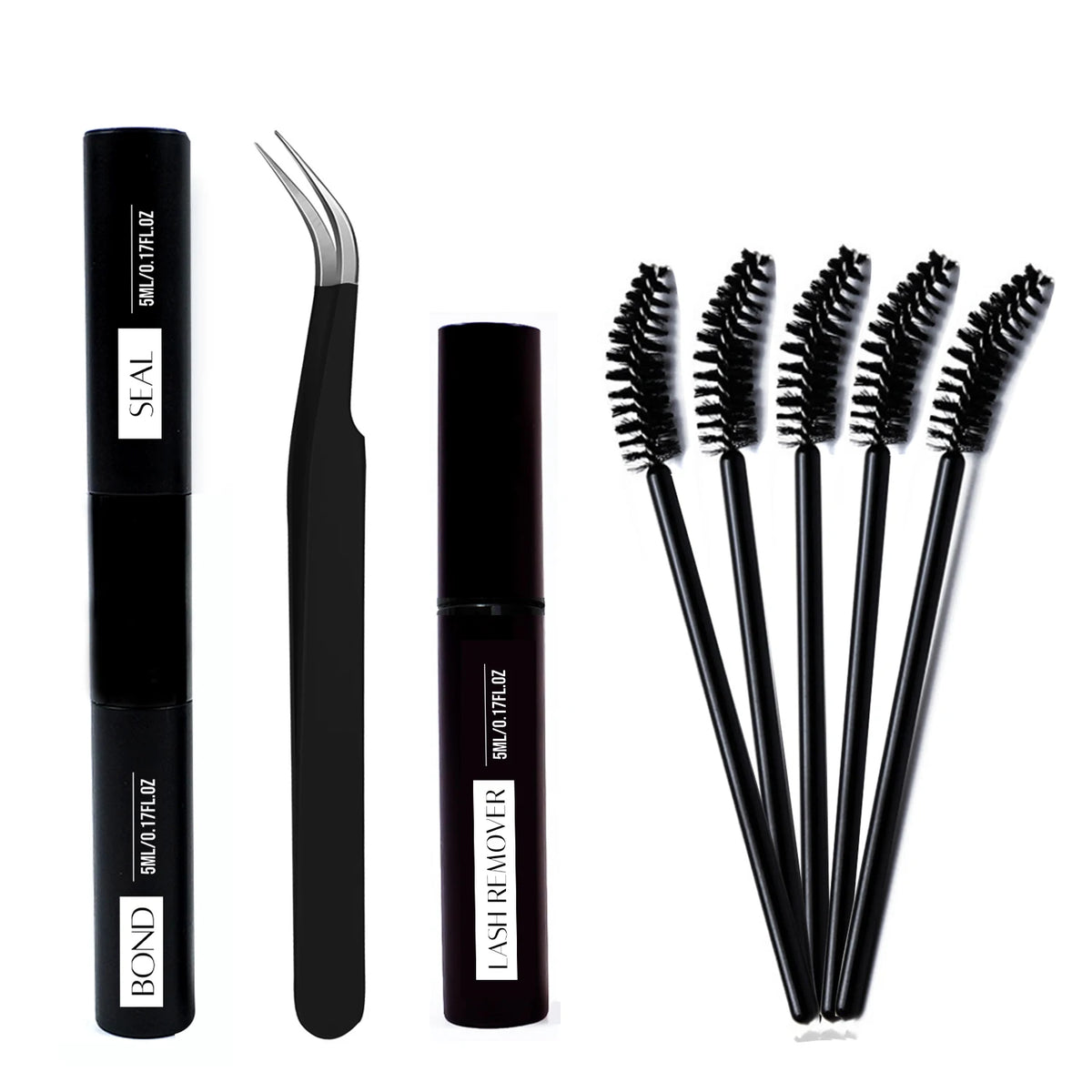 Lash Cluster Glue Bond and Seal Kit with Lash Glue Remover and Tweezers and Lash Brush for Lash Extension Clusters Makeup Tool,