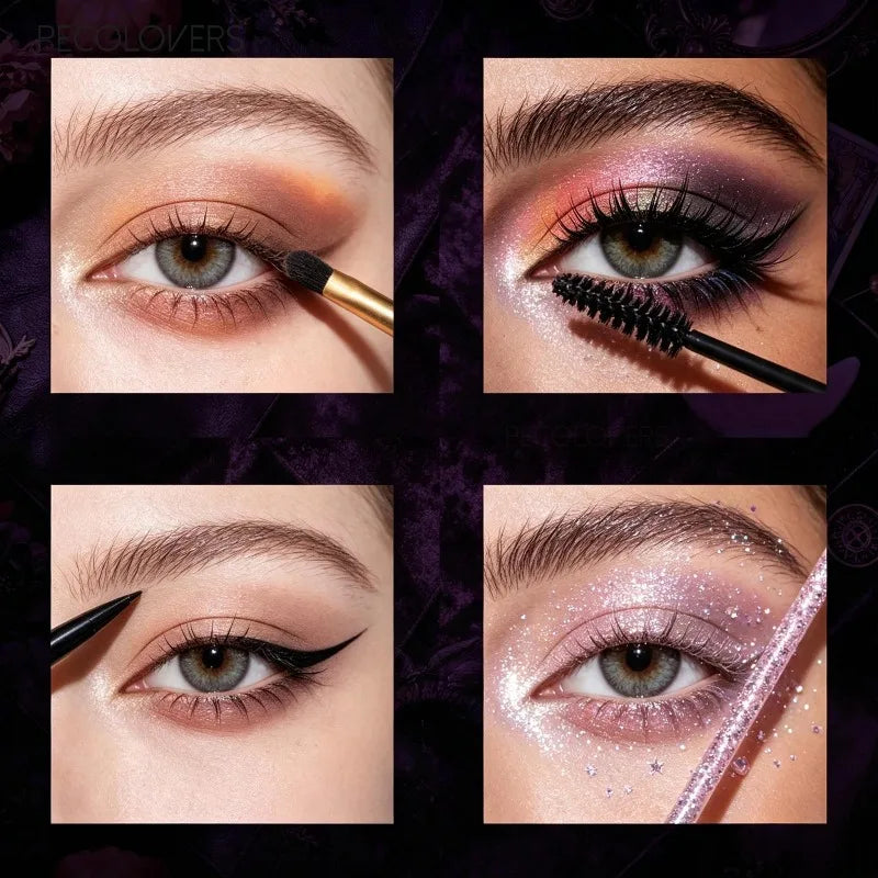 8PCS Face Set, Multi-color Eye Shadow Plate+eye Black+eyeliner Pen+makeup Tools, Waterproof and Durable, Halloween Makeup