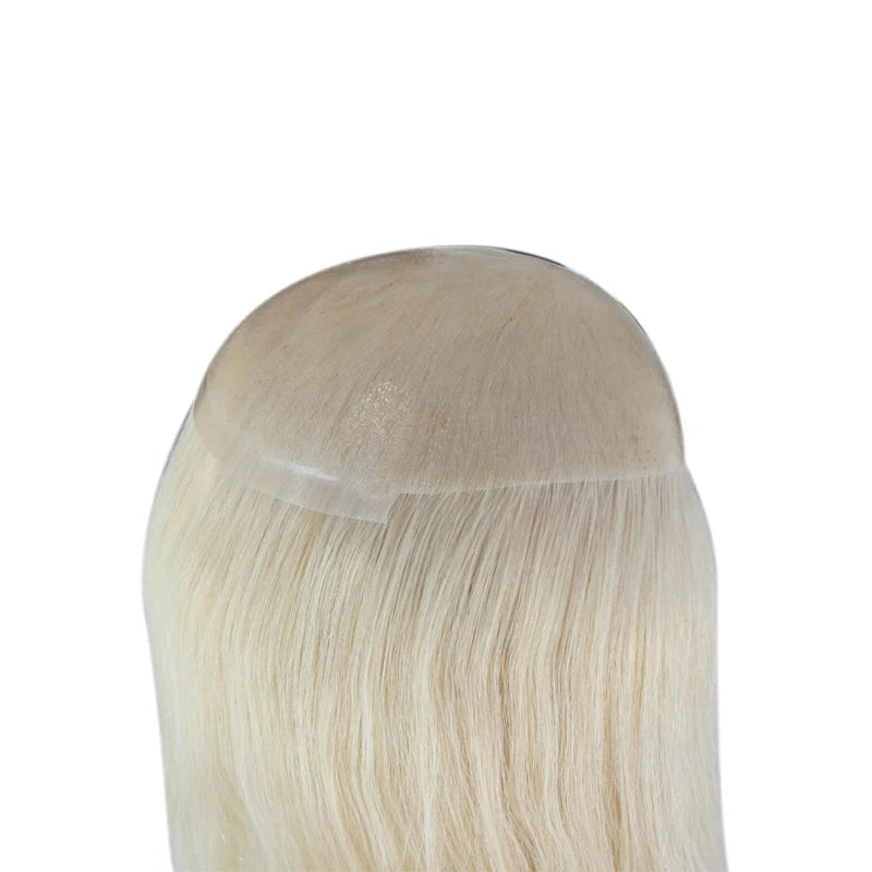 Women Toupee Full PU V Loop Injection Human Hair Wigs Indian Hair Extension Hairpiece System Brown Hair Topper Natural Color 613