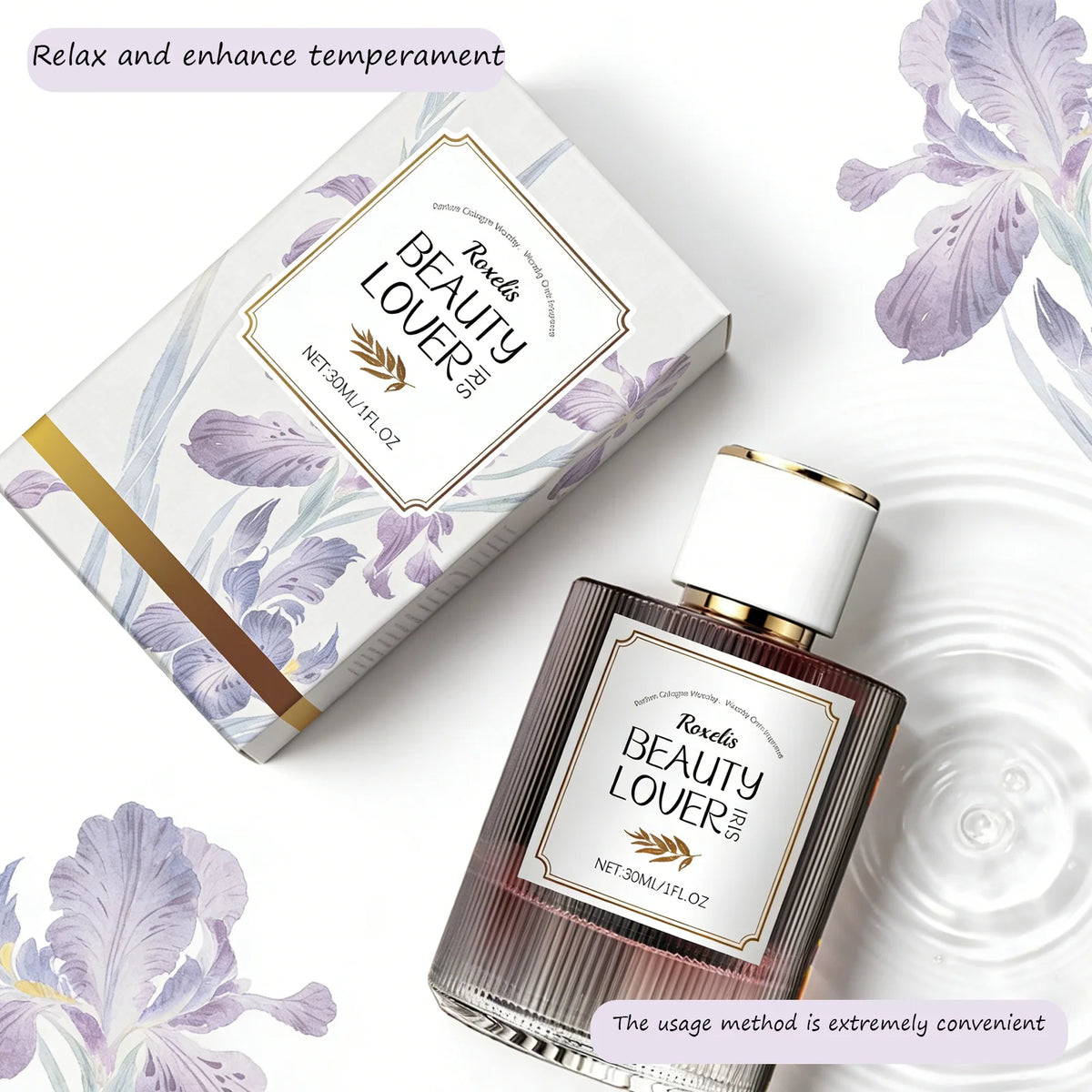 Roxelis Iris Woody Aroma Elegant Fresh Long Lasting Portable Fragrance Oil Gentle Mood Enhancer Easy Carry