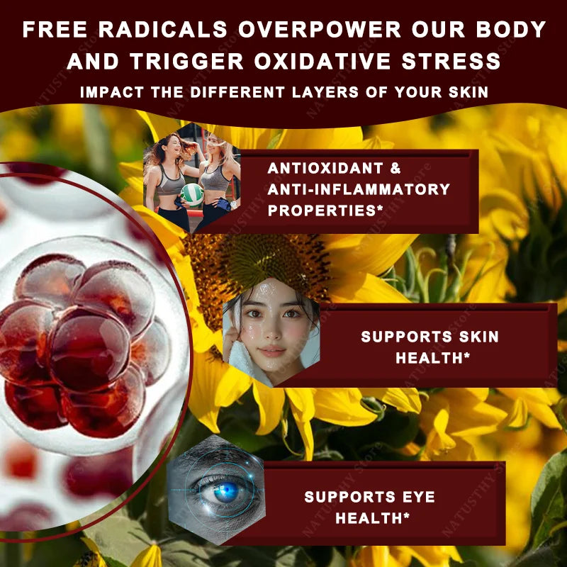 Liposomal Astaxanthin Capsules 24mg for Brain, Heart Vitality, Skin, Joint, Eye, Immune Health
