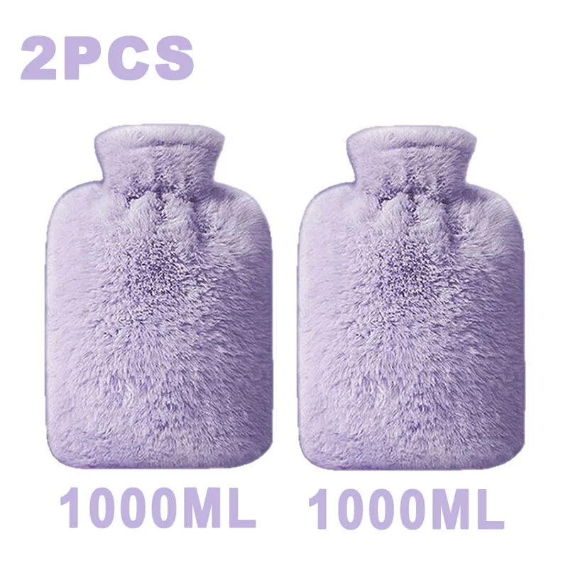 2025 Hot Water Bottle with Cover 1L for Bed Hand Foot Warmer Hot Water Bag Neck Shoulder Pain Menstrual Cramps Hot Compress