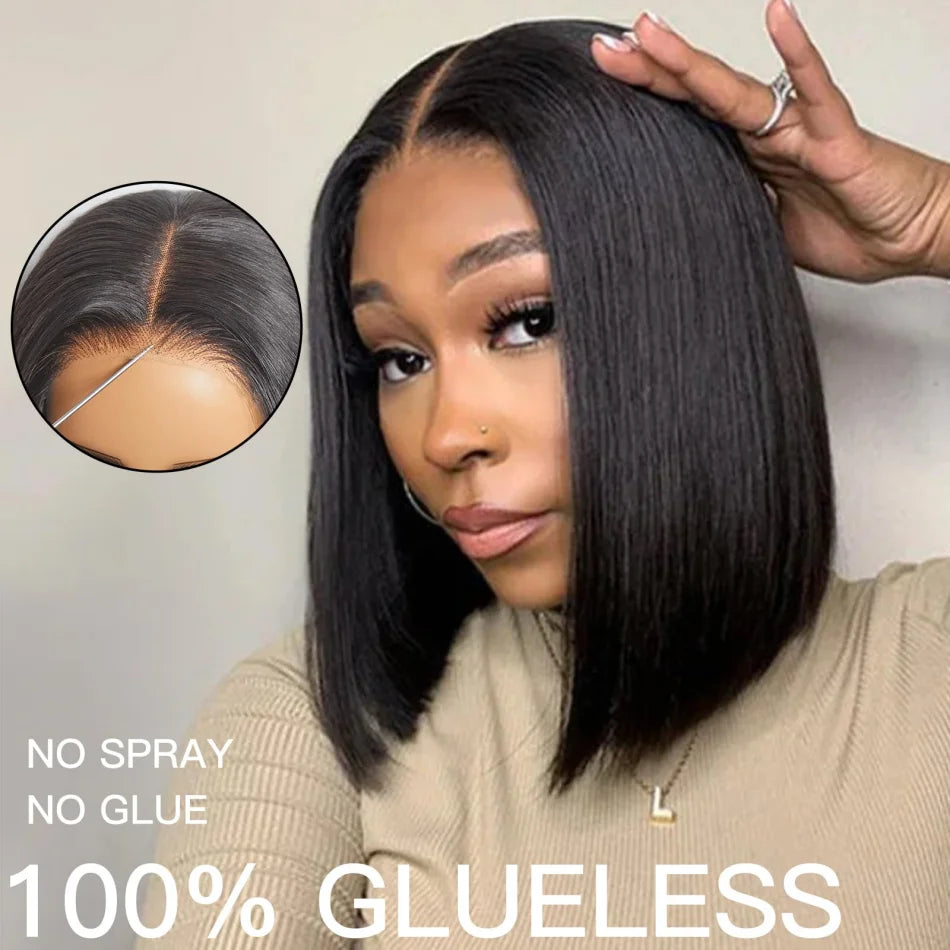 Wear And Go Glueless Bob Wig Human Hair Short Body Wave Lace Front Wigs Pre Cut Brazilian Hair 4X4 Hd Lace Closure Wig For Women