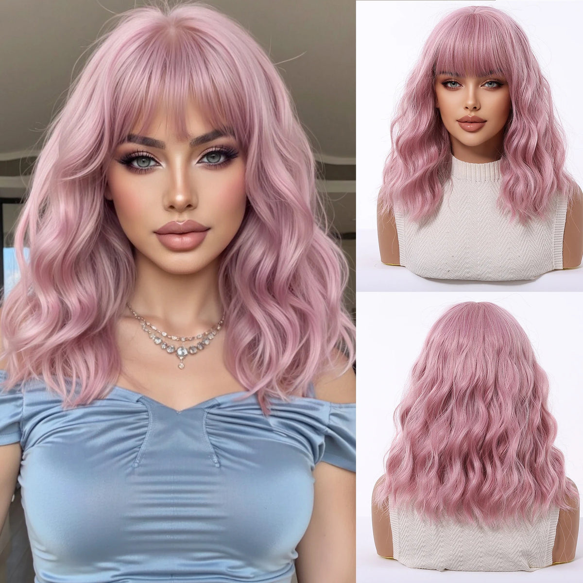 HENRY MARGU Light Green Curly Synthetic Wigs Long Colorful Wig with Bangs Heat Resistant Fiber for Cosplay Party Women Girls Use