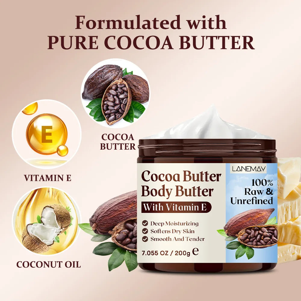 200g/7.05OZCocoa butter 100% RawUltra-Moisturizing Butter to Deeply Hydrate & Condition Skin, Promotes Smooth Skin Tone&Texture
