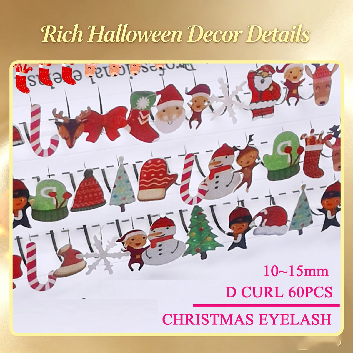 Domi Lash 3D Halloween Cosplay Eyelashes Christmas Diamond Glitter Snow Santa Cat Design False Individual Lash Party Eye Makeup