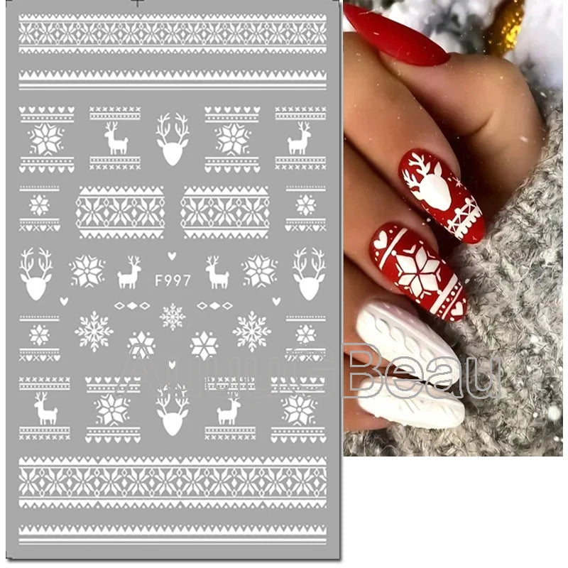 3d Nail Art Stickers Winter Christmas Trees Snow Mountains Xmas Snowflakes Decals For Nails Decoration Manicure Salon Beauty