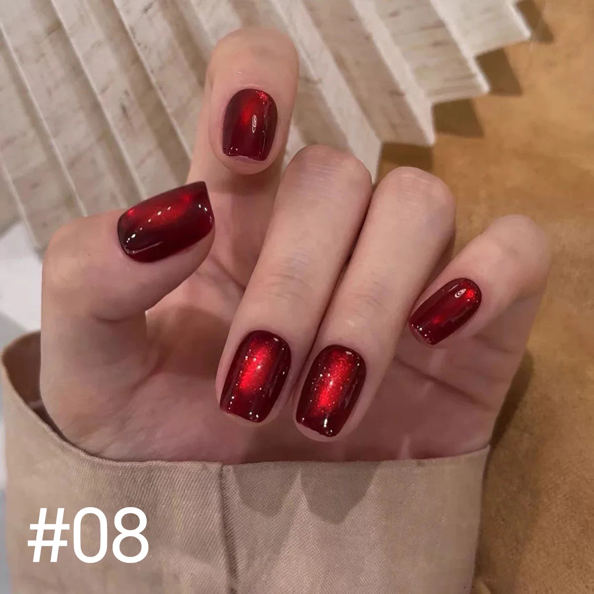 10ML 1-10pcs Christmas Red Nails Gold Black Nails Fiery 10-Color Glass Bead Cat Eye Gel Nail Polish Fine Powder Super Shimmering