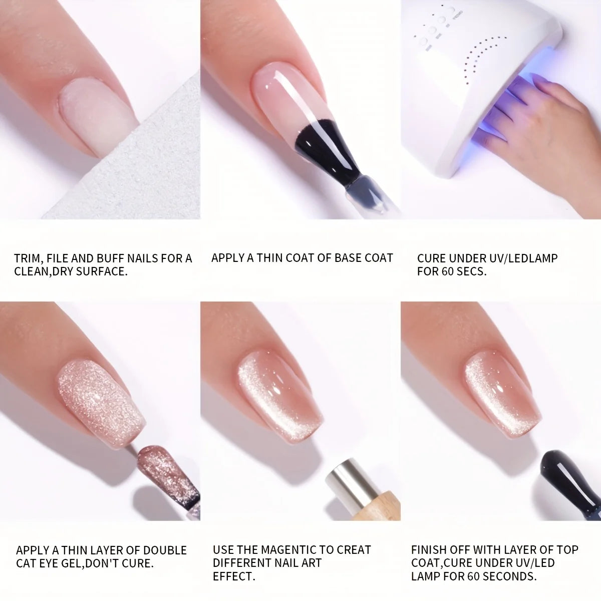 8pcs 15ml Cat Eye Nail Polish Set Contains Magnets Reflective Cat's Eye Magnetic Nail Gel Soaking UV LED Gel Salon Female Nail