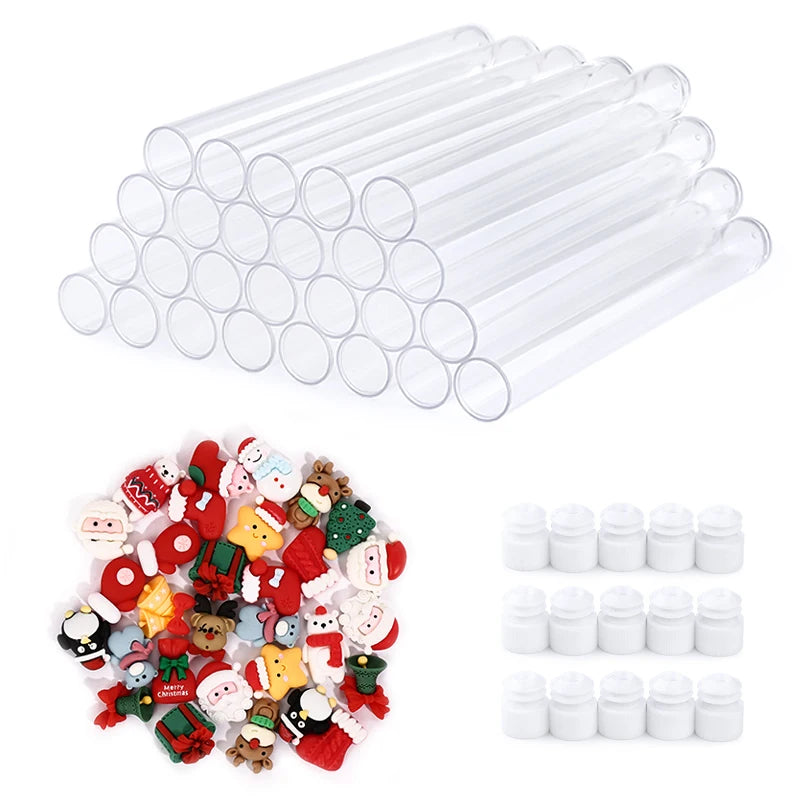 20Pcs DIY Christmas Eyelash Brush Tube Reusable Eyebrow Brush Dust-proof Lash Extension Supplies Stick Resin Decoration Handmade
