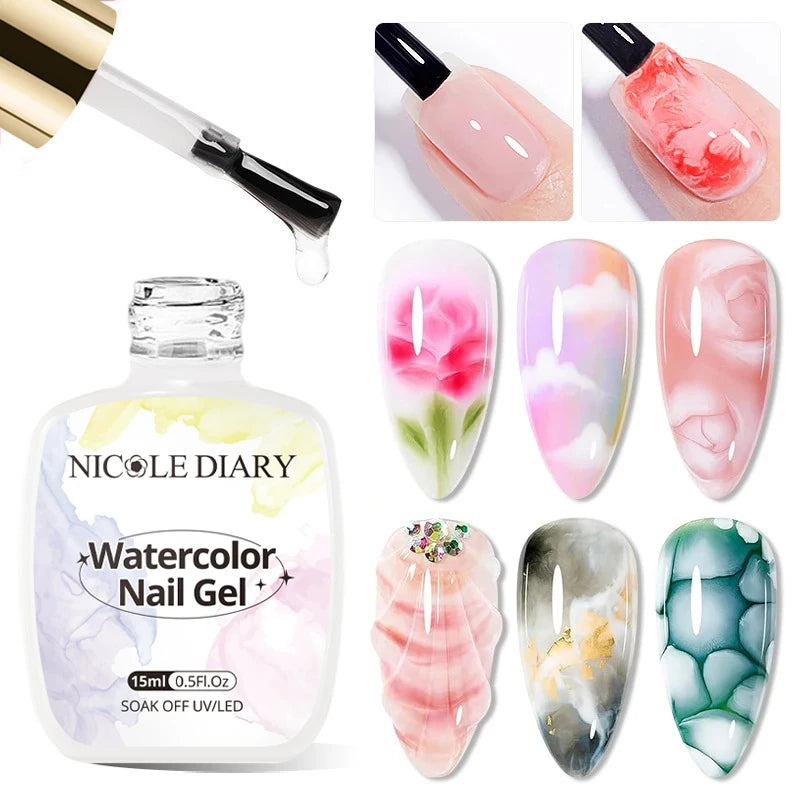 NICOLE DAIRY 15ml Bubble Ocean Wave Gel White Gel Nail Polish Summer Nail Poke Varnish UV LED Soak Off Gel For Nail Art Manicure
