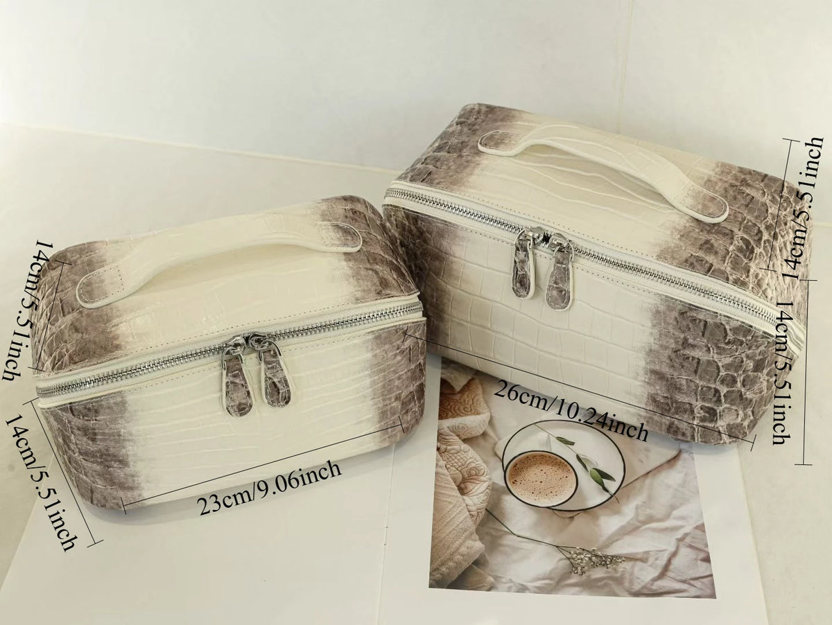 Dermis Makeup Brush Bags Crocodile Pattern Makeup Organizer Bag Large Capacity Skincare Bag Portable Commuting Big Makeup Bag