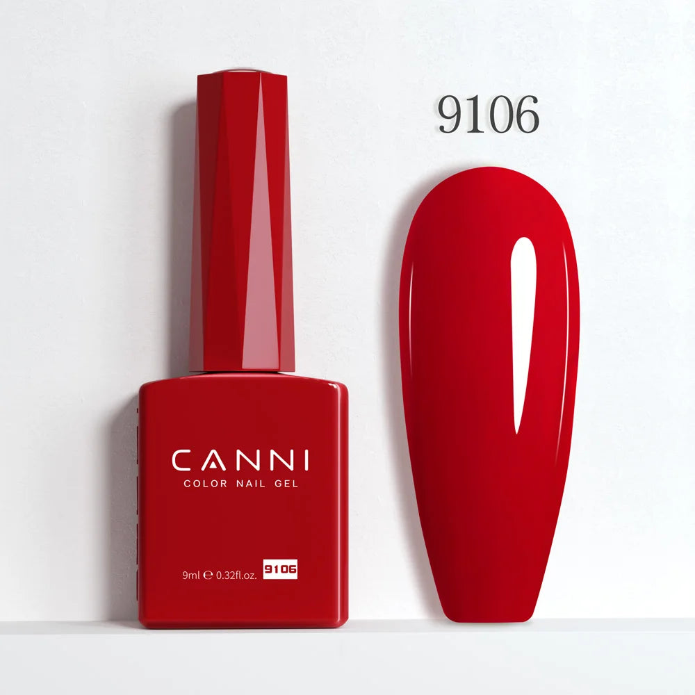 CANNI Hema Free Nail Gel Polish Christmas Red Color Collection Semi Permanent Nail Dehydrator Primer 9ml French Gorgeous Color