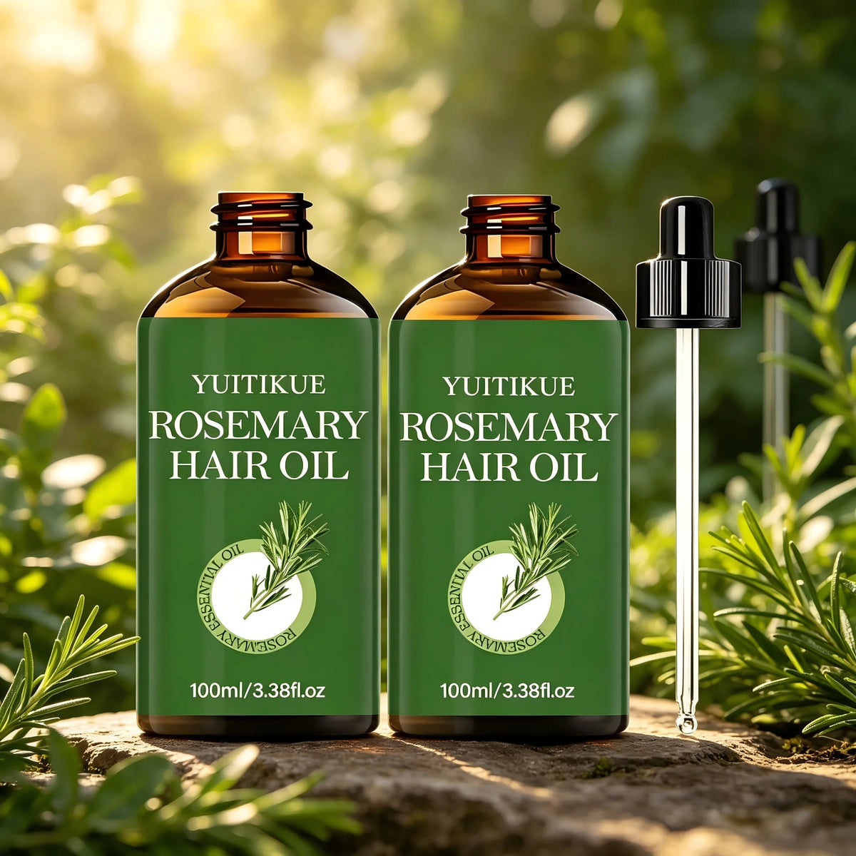 YUITIKUE 100ml Rosemary Hair Oil, Natural Nourishing Scalp Serum, Strengthening Hair, Frizz Control & Shine Boost for Daily Care