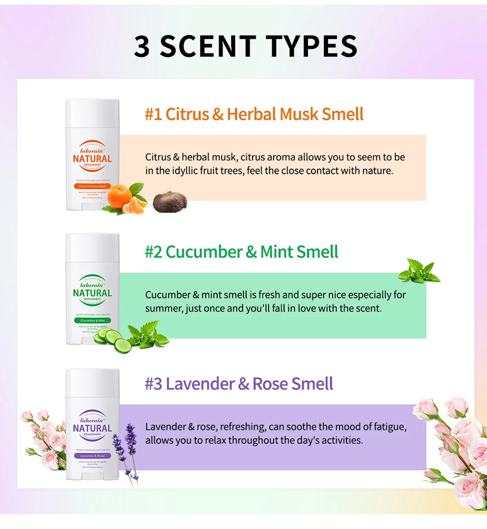 Natural Deodorant Long-lasting Fragrance Eliminate Odors Natural Plant Components Smells Fresh Fragrant Deodorant For Men Women