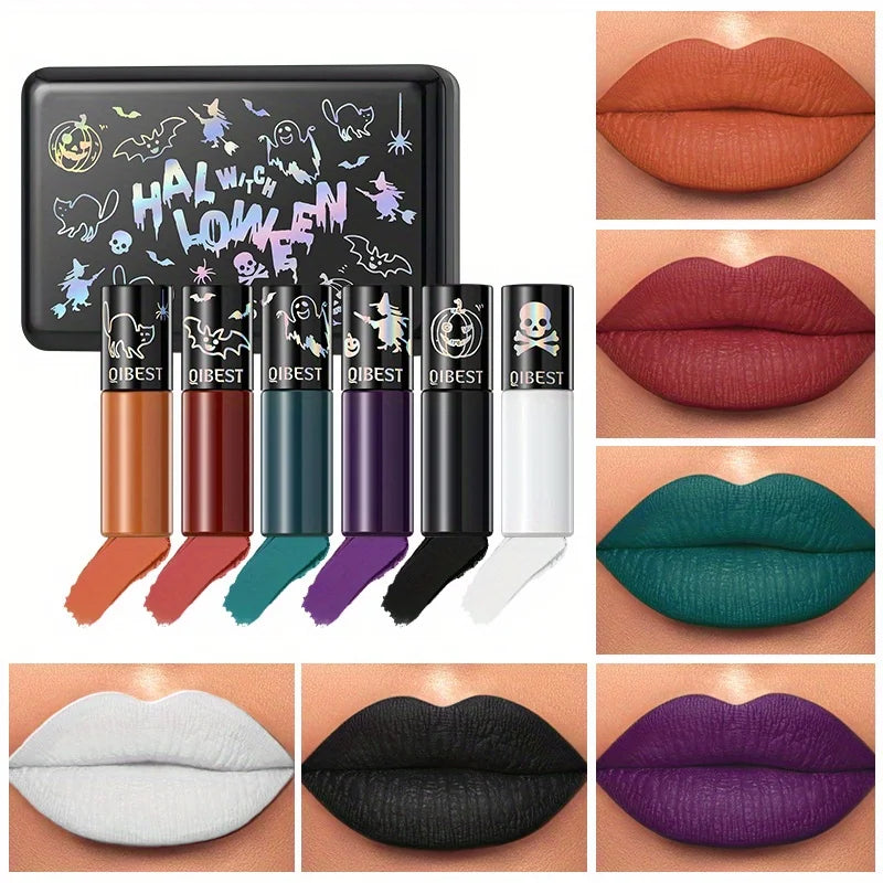 Halloween Matte Lip Glaze Set Lipstick Vampire Velvet Not Fading Lip Makeup