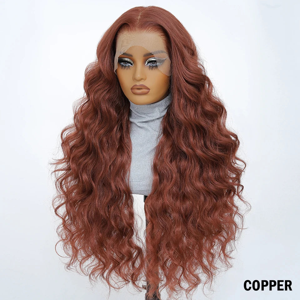99J Burgundy Synthetic Lace Frontal Wig 13x6 Body Wave Long Deep Wavy Ombre Black Lace Wigs for Women Heat Resistant Cosplay Wig