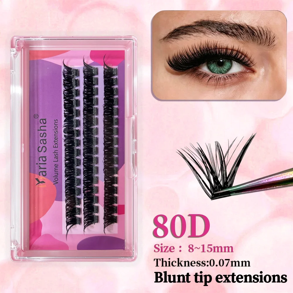 Maria Sasha 80D 100D Fan Short Tip Black False Eyelashes Natural Thick Eyelashes Soft Daily False Eyelashes Shining Makeup Tools