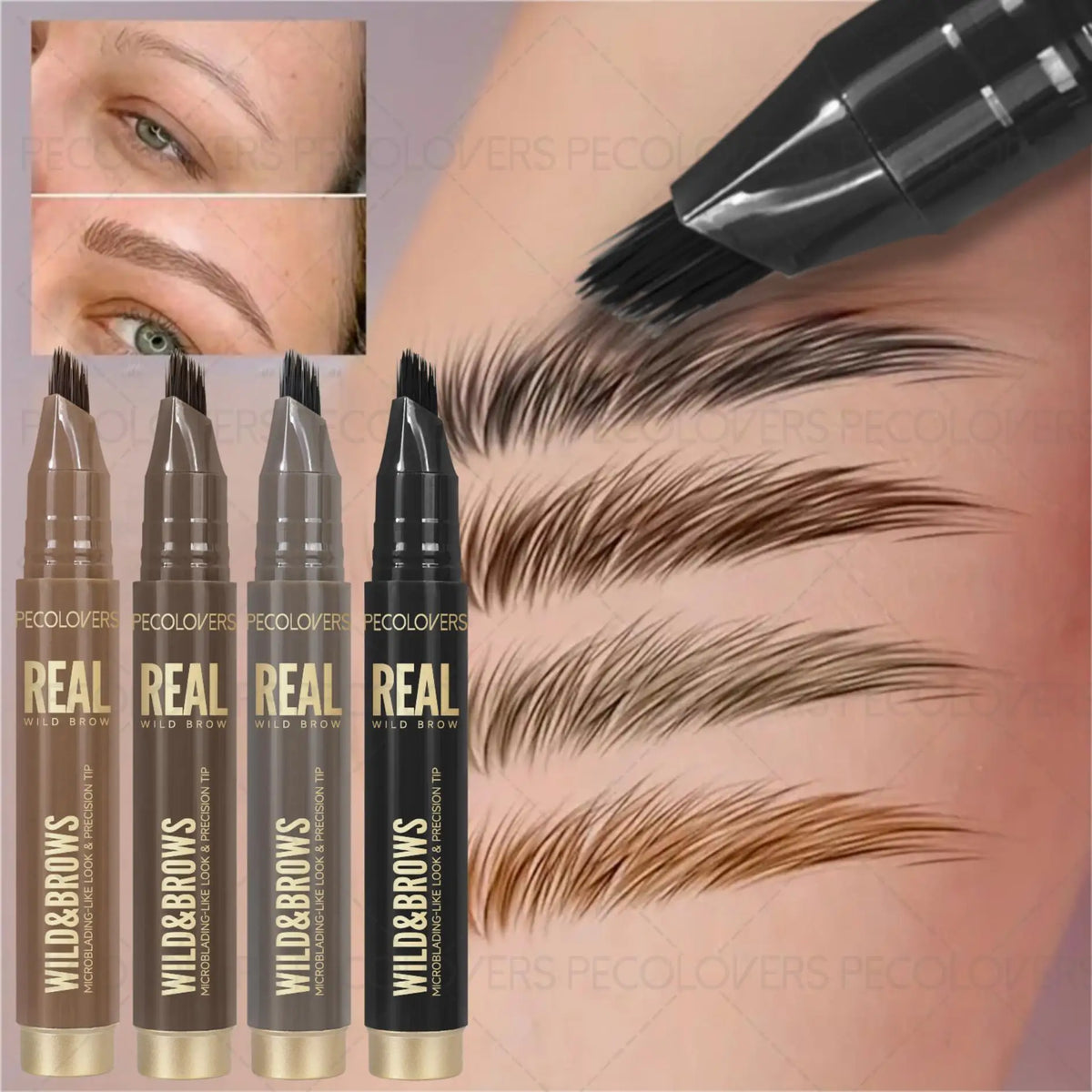 1Pc Waterproof Liquid Eyebrow Pencil,3D Wild Waterproof & Sweatproof Eyebrow Pencil,Perfect Gift for Christmas Makeup