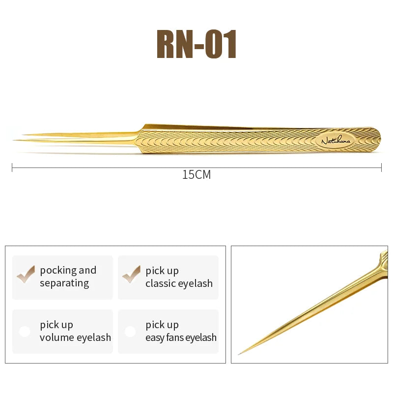 NATUHANA Professional for 3D Tweezers Stainless Steel Volume Eyebrow Tweezer False Eyelash Extension Tweezers for Makeup Tools