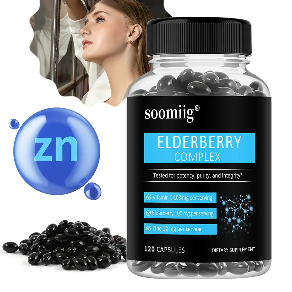 Elderberry + Vitamin C + Zinc-Antioxidant, Immune System Booster, Improves Skin Radiance and Tone, Support Cardiovascular Health