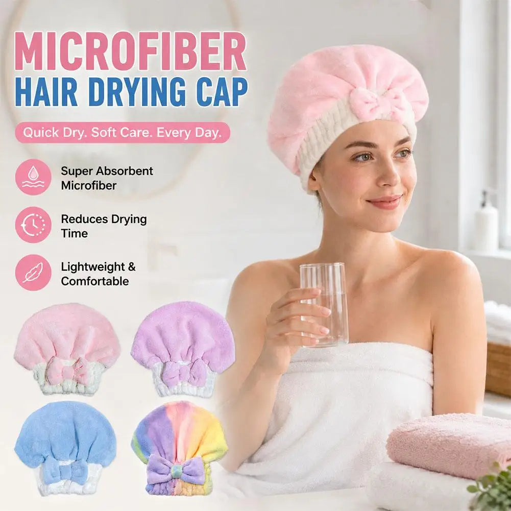 Microfiber Hair Drying Towels Head Wrap with Bow-Knot Shower Cap Hair Turban HairWrap Bath Cap for Curly Long Wet Hair Gift 2026