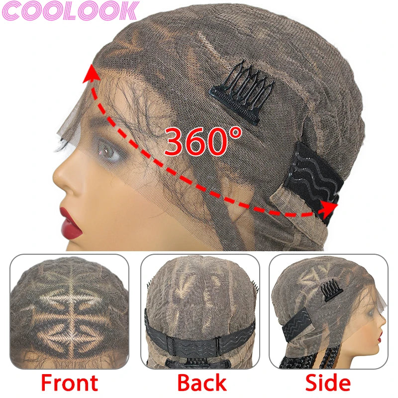 36'' Heart Braids Wig Synthetic Full Lace Braided Wigs For Women Knotless Box Braids Cornrow Braided Wigs