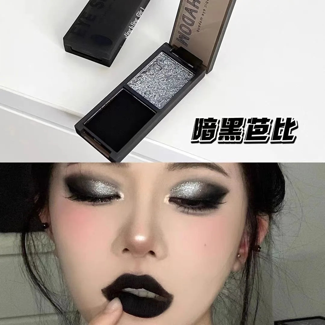 Biya 2 Color Eyeshadow Protable Red Black Plate Matte Eye Shadow Dark Smoky Cosmetics Makeup Party Halloween Diy Makeup