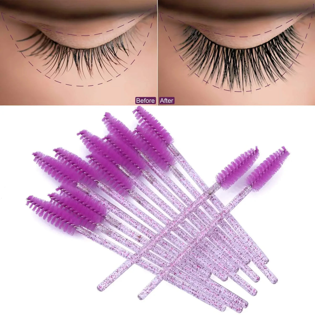 100/1000 /2000pcs Disposable Mascara Wands Eyelash Brush Spoolies for Eyebrow Eye Lash Extension Colorful Beauty Tools