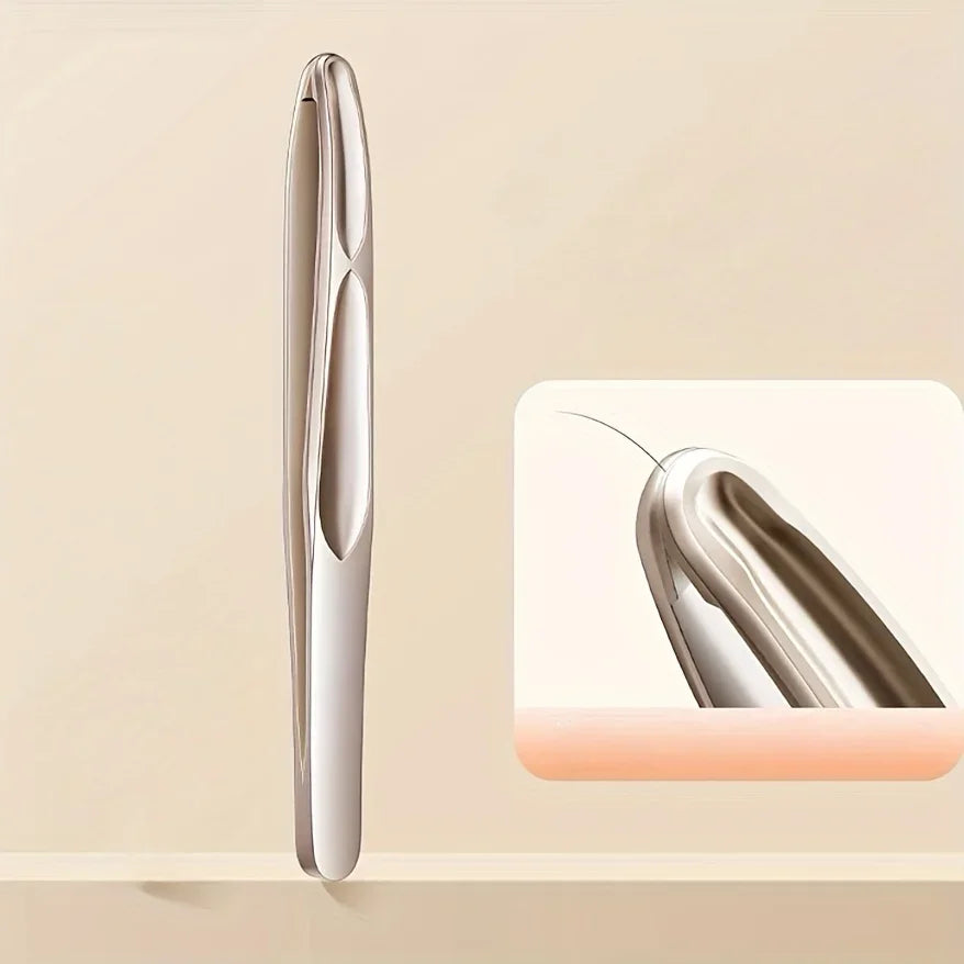 Stainless Steel Eyebrow Clips for Precision Beard and Mustache Trimming Gentle on Light Beige Round Head Tweezers Christmas Gift