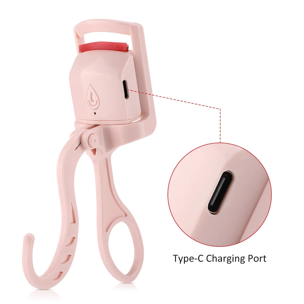 Electric Heated Eyelash Curler Comb Rechargeable Fast Heating Eyelash Curling Machine Long-Lasting Naturally Makeup Tool