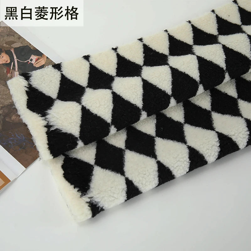 Thickened Short Hair Plush Fabric By The Meter for Needlework Autumn Coat Hoodies Dolls Diy Sewing Cloth Warm Soft Bear Plaid