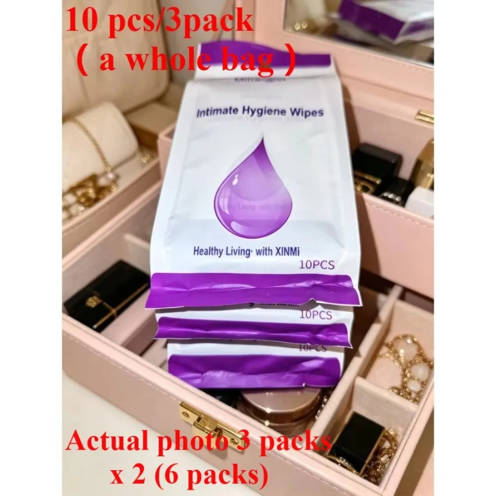 Feminine Intimate Wipes; Intimate Cleaning and Antibacterial Use Outdoors; Individually Wrapped for Easy Carrying and Storage.