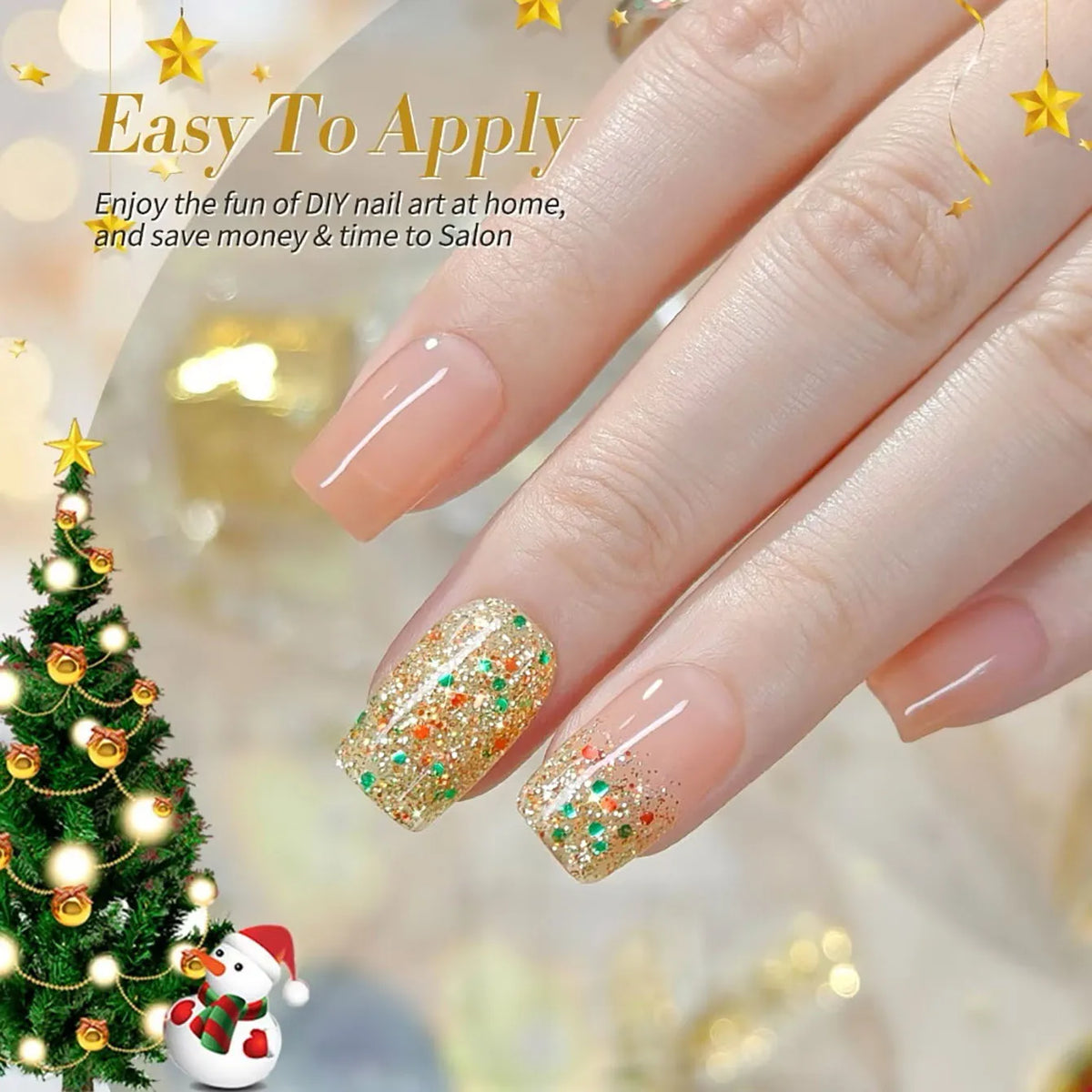 MIANEL 10ml 1-12pcs Christmas Nails Gold Sequins Nail Polish Gel Vernis Semi Permanent Nail Art Soak Off LED UV Nail Polish Gel