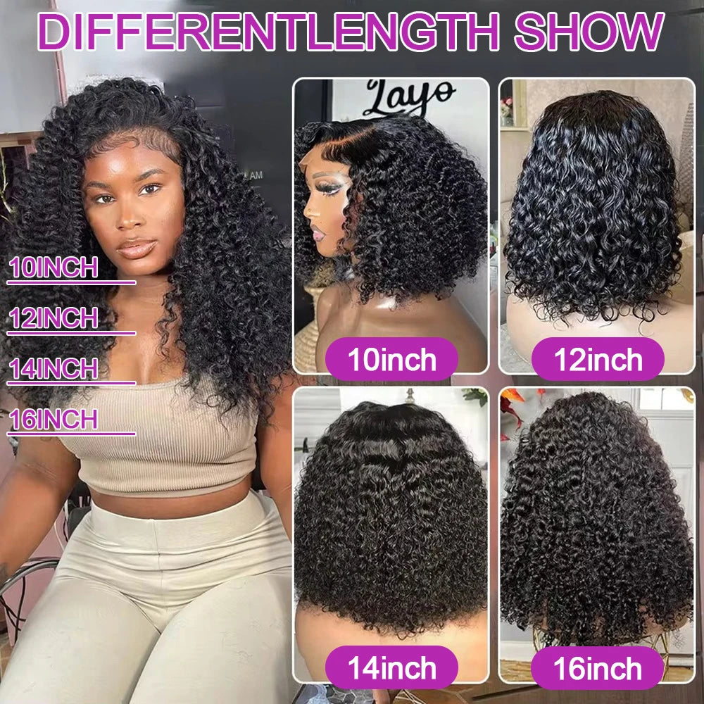 Brazilian Water Curly Lace Front Wig Short Bob Glueless Wigs Human Hair Deep Wave 13X6 Hd Lace Frontal Wig For Women 250 Density