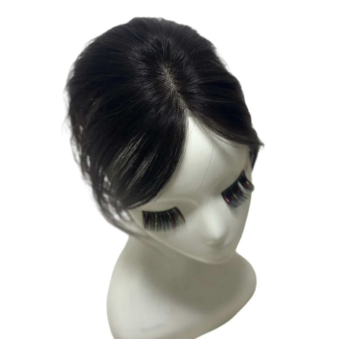 Ultra-Thin Mesh Hair Toppers 8x11cm Clip-In Bangs Hairpiece for Women Fluffy Real Hair Increase Volume Cover White Hair