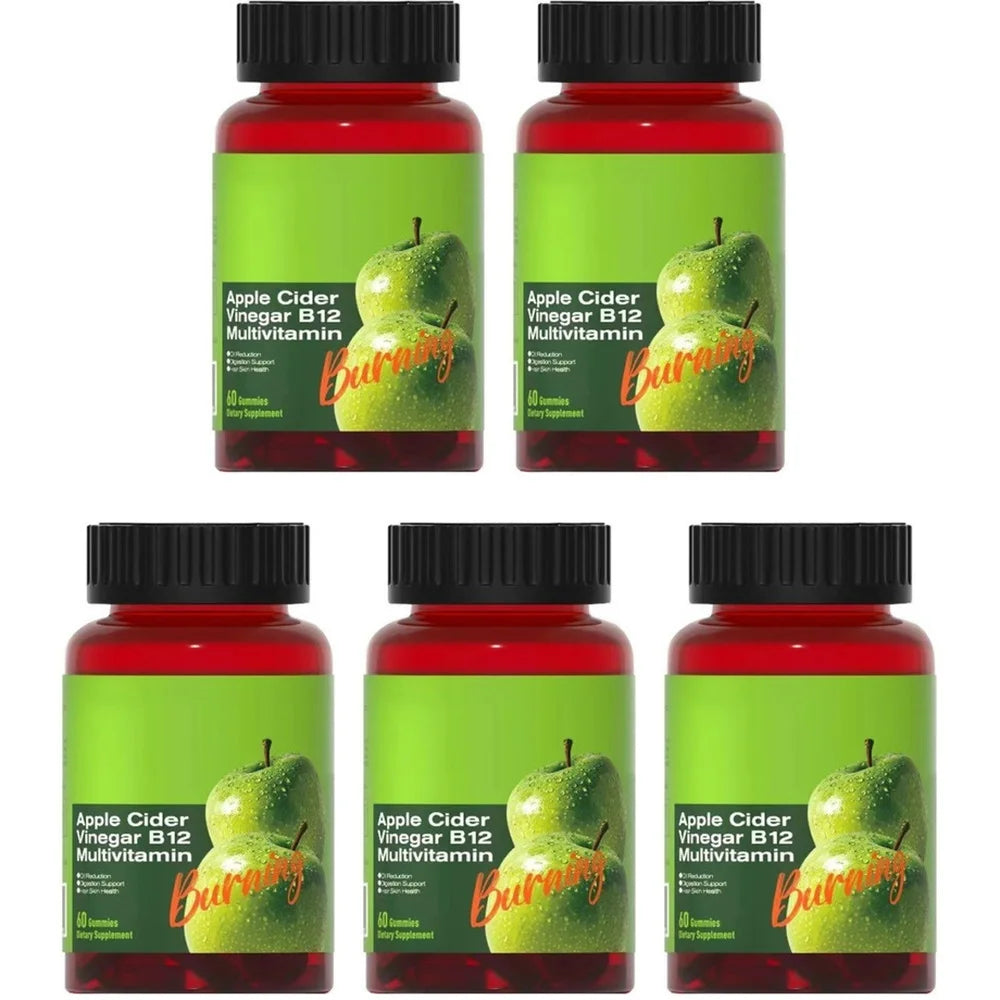 Apple Cider Vinegar B12 Gummies Free Vegan Gluten-Free for Healthy Metabolism & Daily Wellness Support for Men Women 60 Gummies