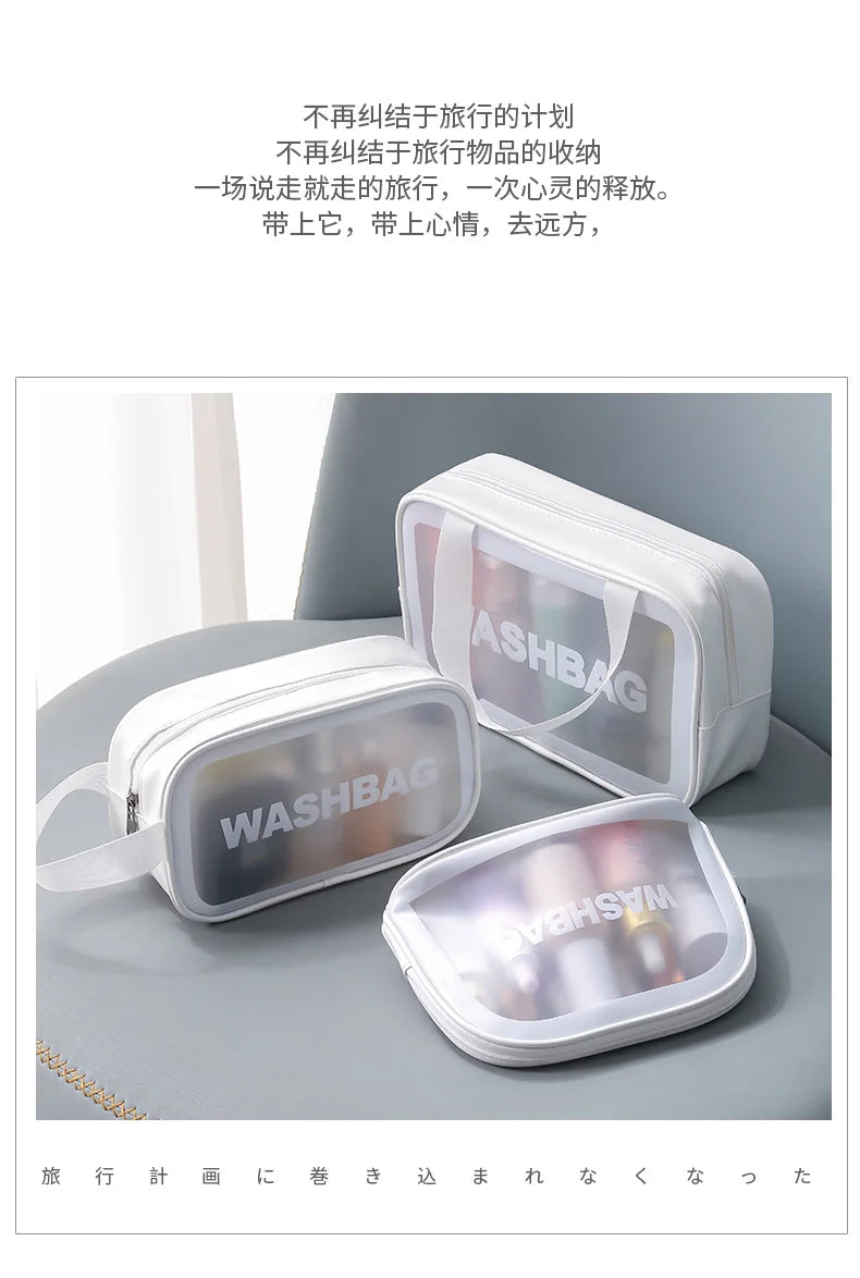 New Transparent Makeup Bag Set Toiletry Organizer Washbag for Women Portable Toiletries Pouch Travel Essential Cosmetics Bag
