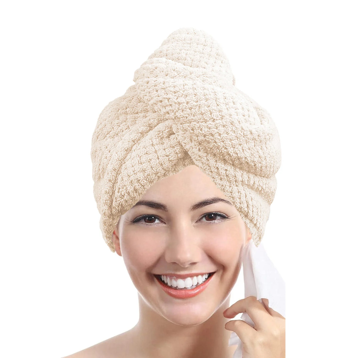 Solid Color Hair Dry Turban Towel Wraps Quick Drying Dry Hair Cap for Women Lightweight Comfortable Home Bathroom Shower Use