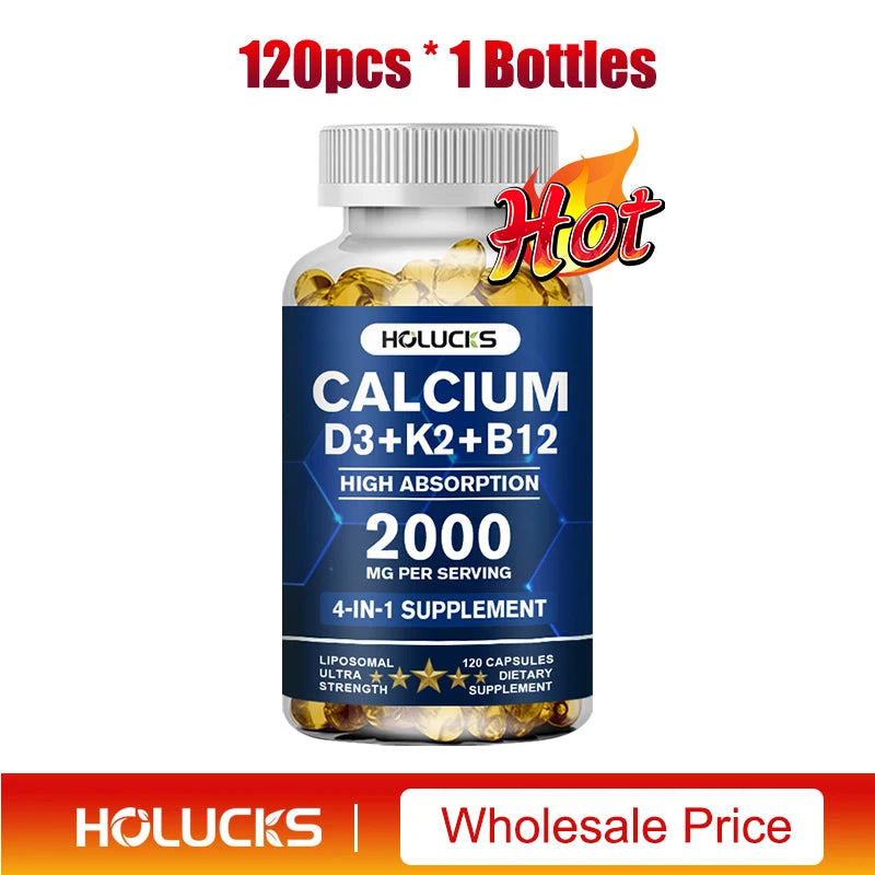 Calcium Supplements, with Vitamin D3 K2, Support Bone Muscle TeethHealth, Replenish Joints, Calcium Absorption