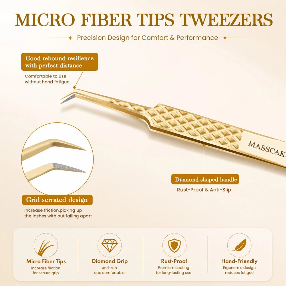 MASSCAKU Lash Pickup Tweezers Fiber Tip Beauty Salon Supplies High Accuracy Tool for Premade Fan Application