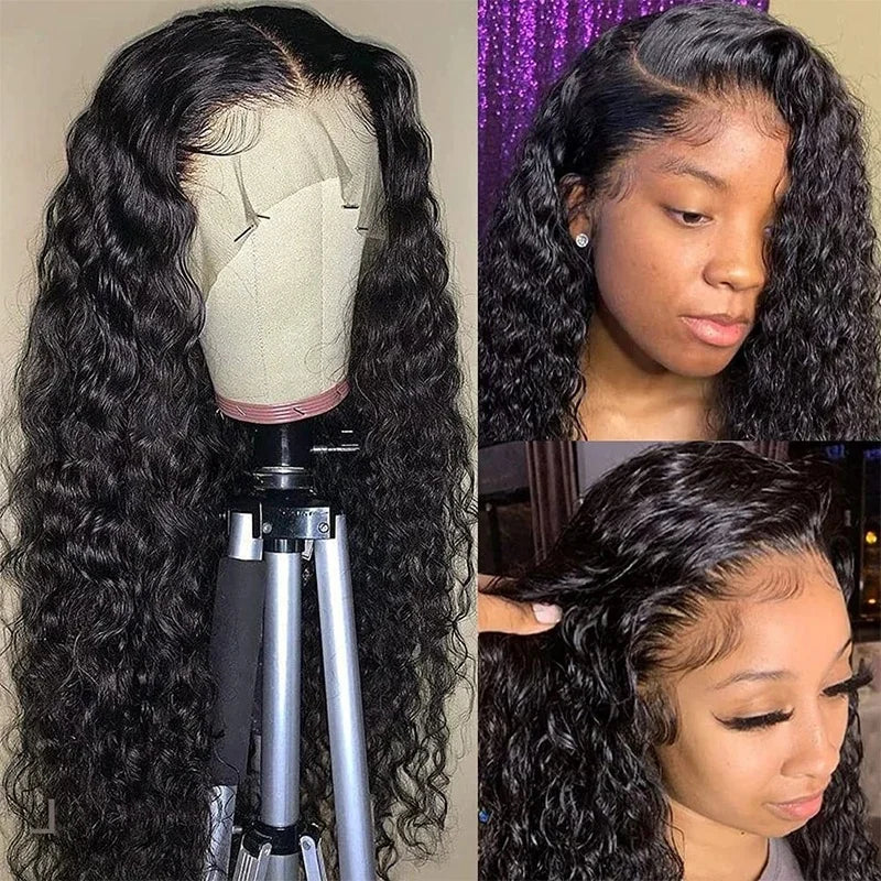 40 44 Inch Deep Wave Lace Front Wig 13x4 13x6 Lace Front Wigs Human Hair 250 Density Transparent Water Wave Curly Lace Front Wig