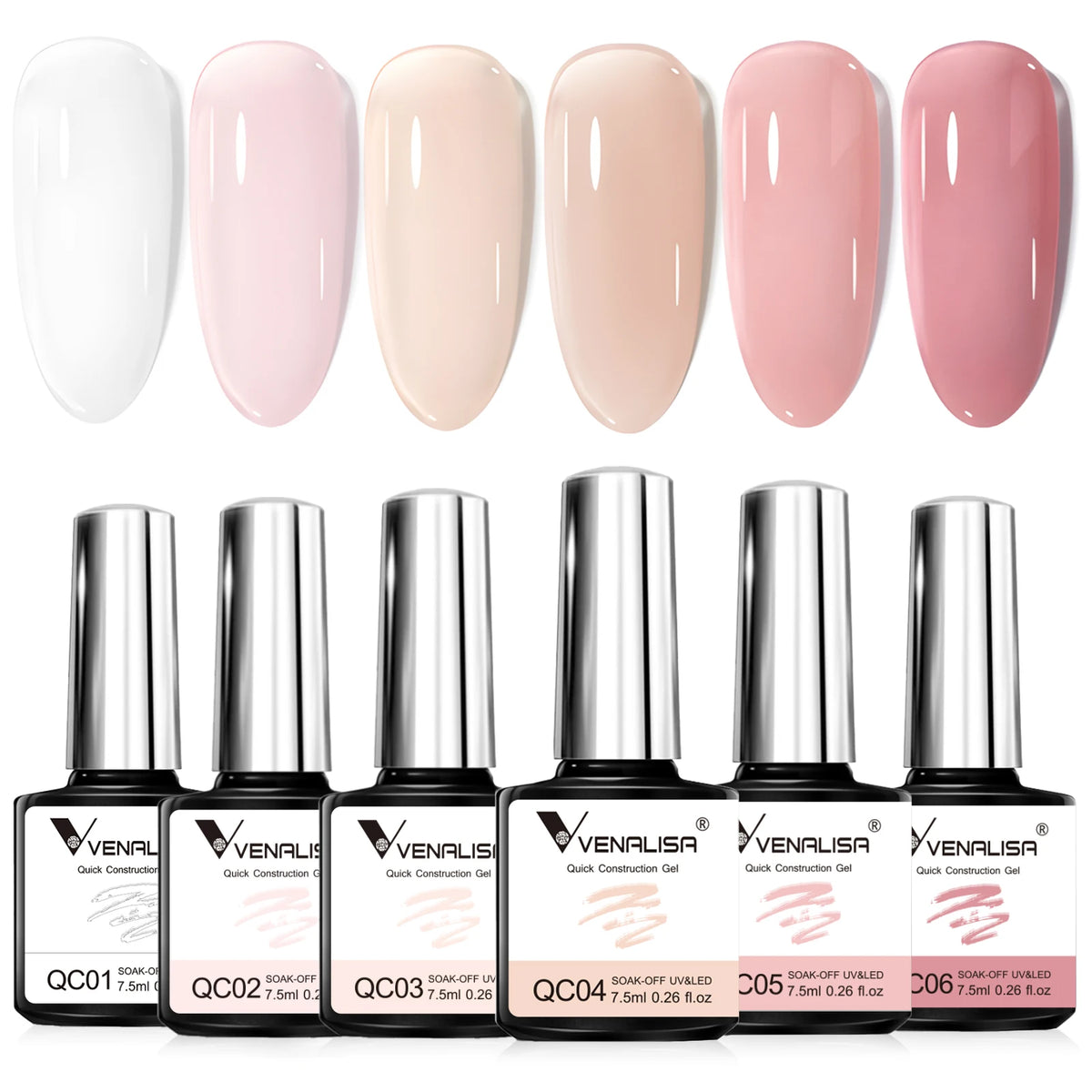 VENALISA Quick Construction Gel Jelly Color Semi Transparent Nail Gel Polish Fast Construction Soak Off UV LED Nude Pink Gel 7.5